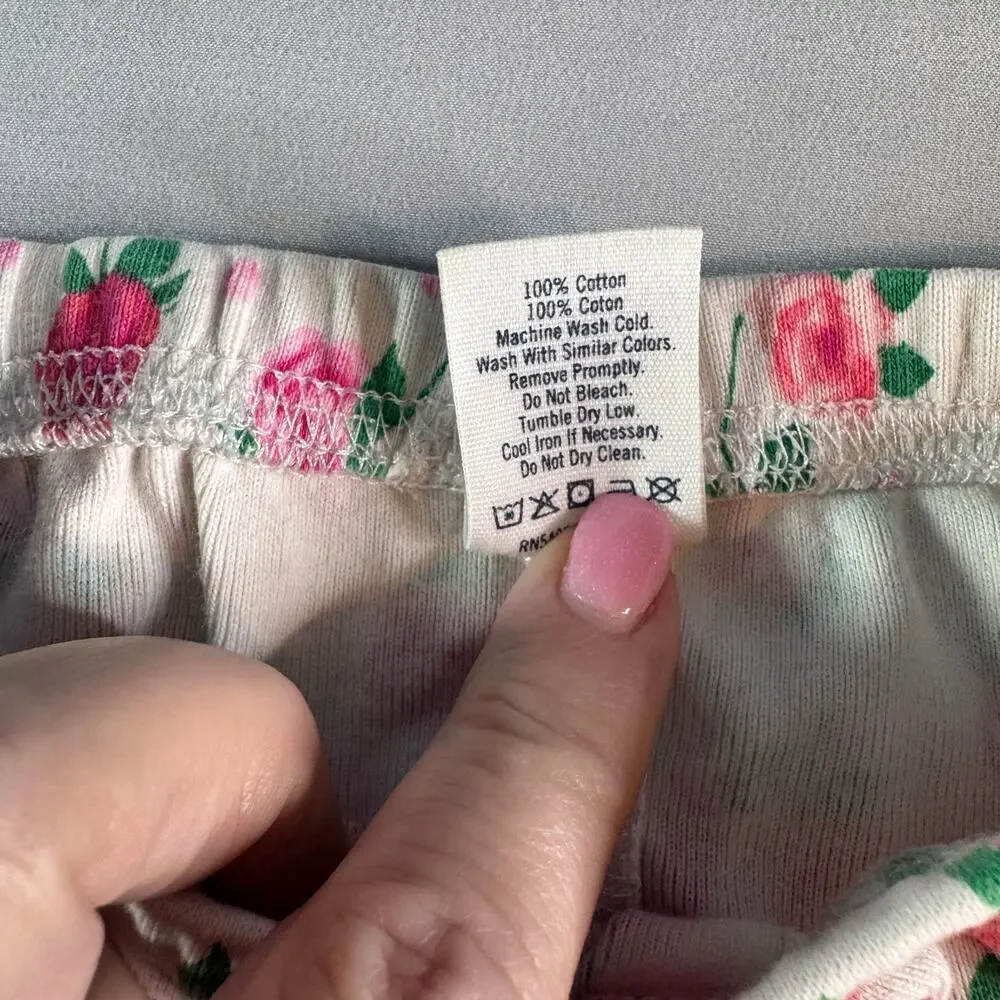 Janie and Jack Girls Pajama Set Size 10 Pink Floral 100% Cotton Short Sleeve
